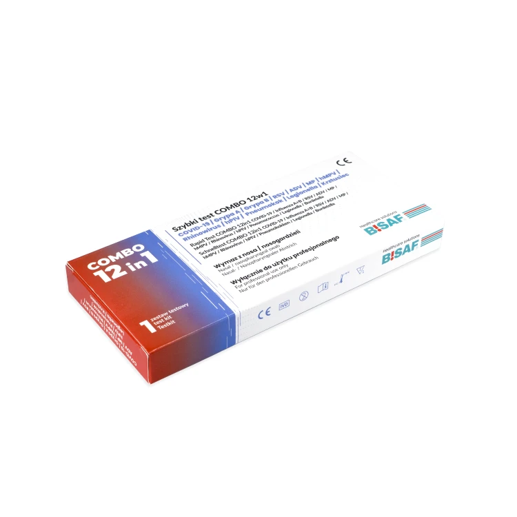 Szybki test diagnostyczny COMBO 12w1 BISAF w opakowaniu jednostkowym, widok opakowania ułożonego poziomo