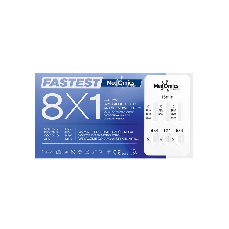 Opakowanie testu medomics 8w1 do samokontroli